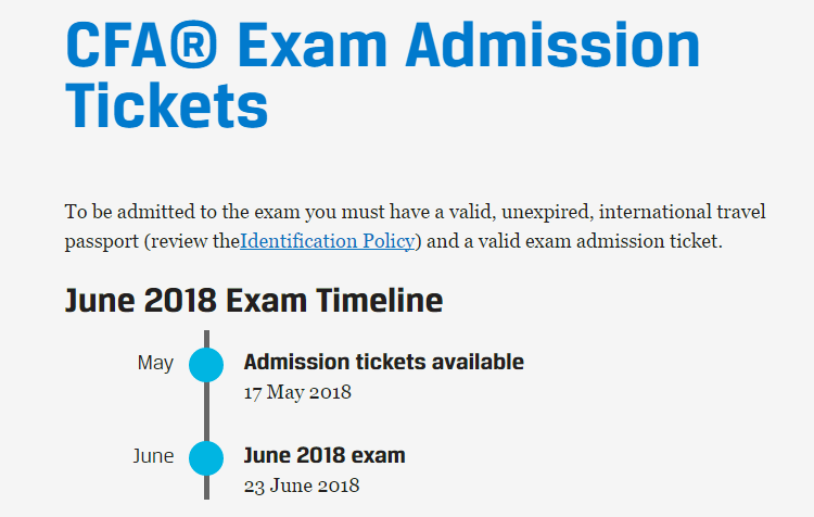 2018年6月CFA准考证打印时间